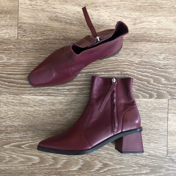 Topshop Margot Leather Burgundy Boots 